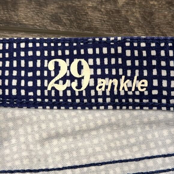 NWOT J Crew Toothpick Basket Weave Blue White Print Skinny Jeans Size 29 - Picture 9 of 10